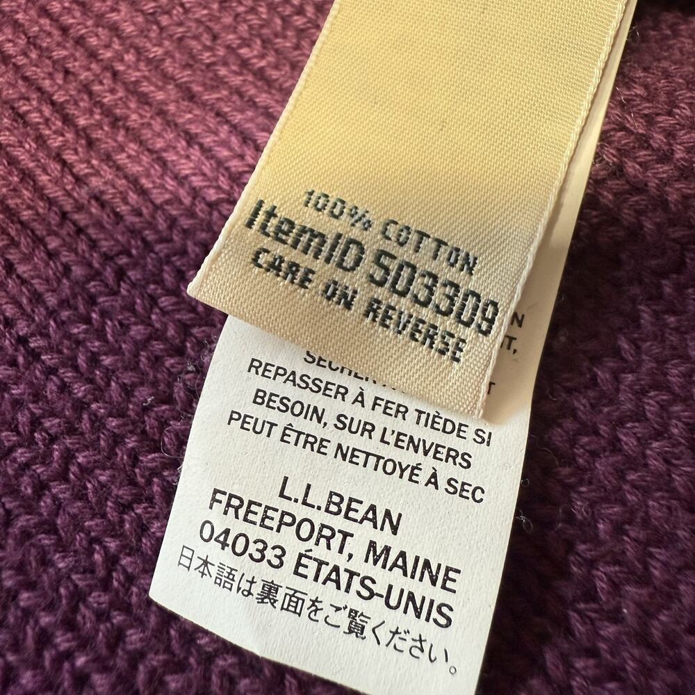 LL Bean Womens Cotton Cable Knit Tennis Prep Sweater Sz L P Classic Fisherman - Picture 4 of 9